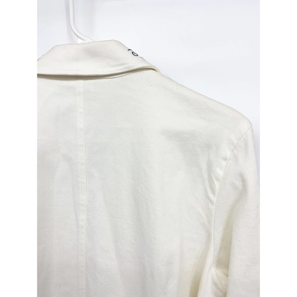 Vintage Womens 2 Button White Blazer with Floral Print on Neckline Size L - Picture 5 of 7